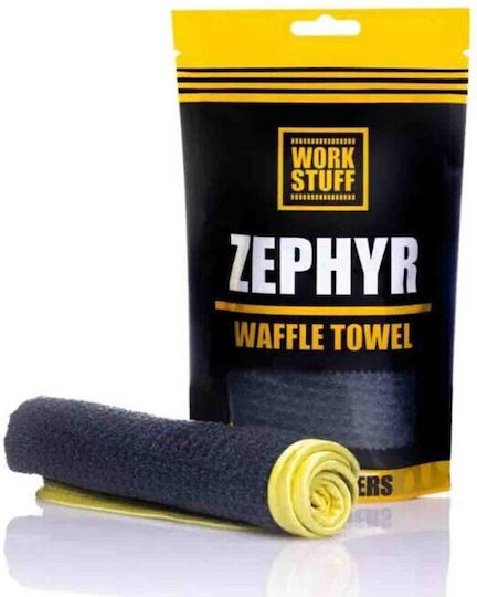 Work Stuff Zephyr Waffle Cloth Microfiber Cleaning for Windows Car 400gsm Black 35x35cm