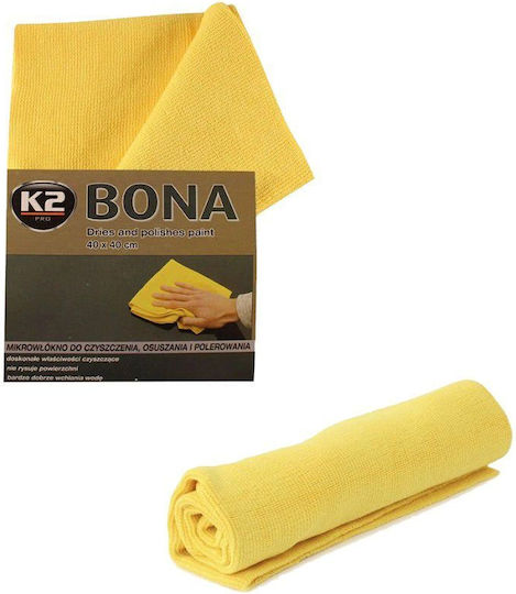 K2 Bona Πανί Μικροϊνών Καθαρισμού / Γυαλίσματος / Στεγνώματος για Αμάξωμα Αυτοκινήτου 340gsm Κίτρινο 40x40cm
