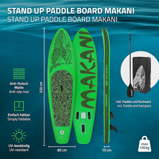 ECD Germany Makani Inflatable SUP Board with Length 3.2m Green