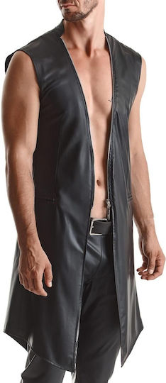 Regnes Fetish Planet Sexy Herren Top Midi Mantel Schwarz