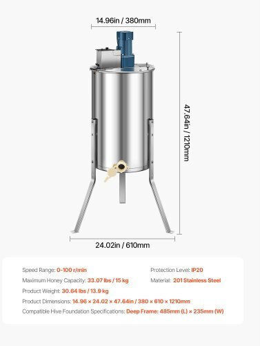 Vevor Μελιτοεξαγωγέας DDYMJ30BXG152A6BB001V2