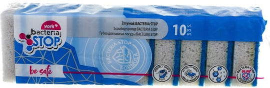 Antibacterial Scrubbing Sponge 10pcs York Bacteria Stop