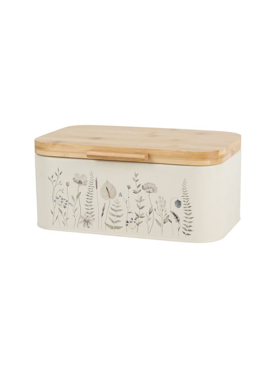 Ankor Ψωμιέρα με Καπάκι Μεταλλική Μπεζ 30x19.8x13.4cm