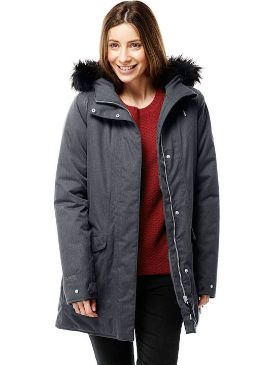 Women's Lifestyle Jacket for Winter with Hood Gray