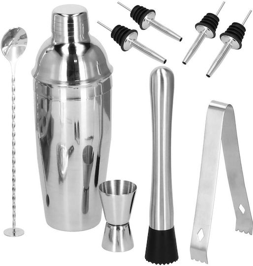Set Cocktail Shaker Kit Bartenders 750ml Ki25 Bamboo Stand 12 Pieces