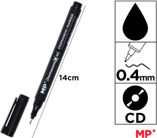 Madrid Papel Μαρκαδόροι για CD/DVD Μαύρος 0.4mm Σετ 12τμχ