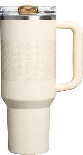 Stanley Quencher ProTour Flip Straw Handled Tumbler Thermos Stainless Steel BPA Free 1.18lt Cream Fade with Straw and Handle