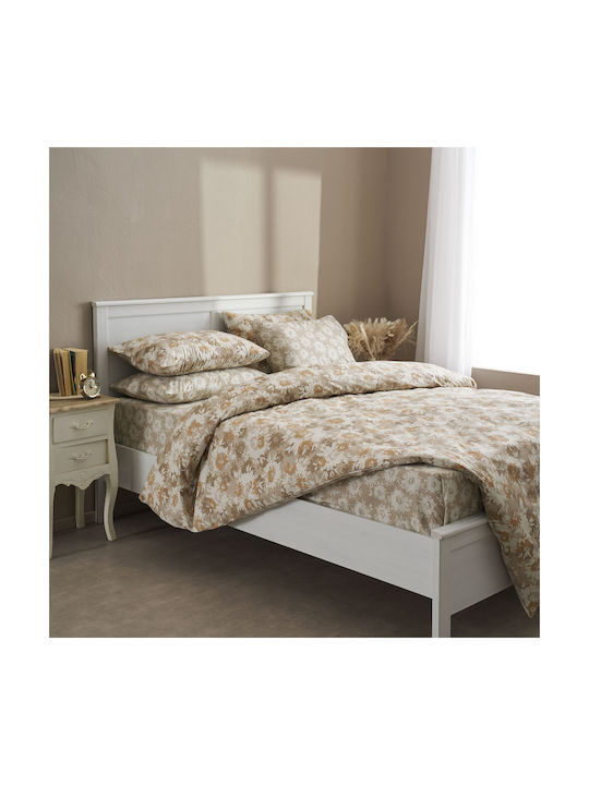 Charalambidis Textiles Χρυσάνθεμο Σετ Μαξιλαροθήκες Μπεζ 52x72εκ.