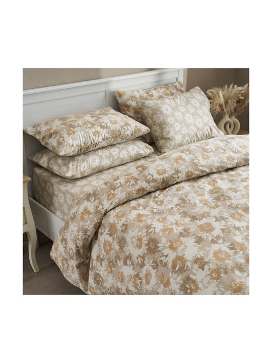 Charalambidis Textiles Χρυσάνθεμο Σετ Μαξιλαροθήκες Μπεζ 52x72εκ.