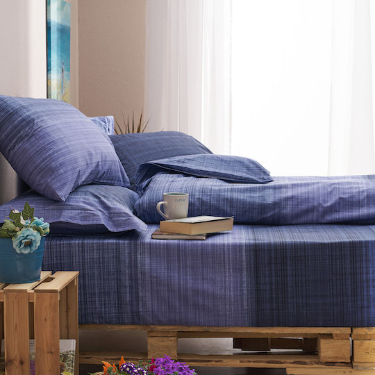 Charalambidis Textiles Σαντορινη Σετ Μαξιλαροθήκες Μπλε 52x72εκ.