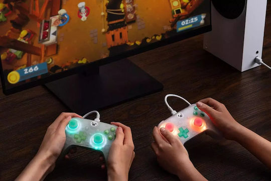 8Bitdo Ultimate Controler Cu Fir Cu Stick-uri Cu Efect Hall Pentru PC Xbox One Xbox Series Roz Translucid