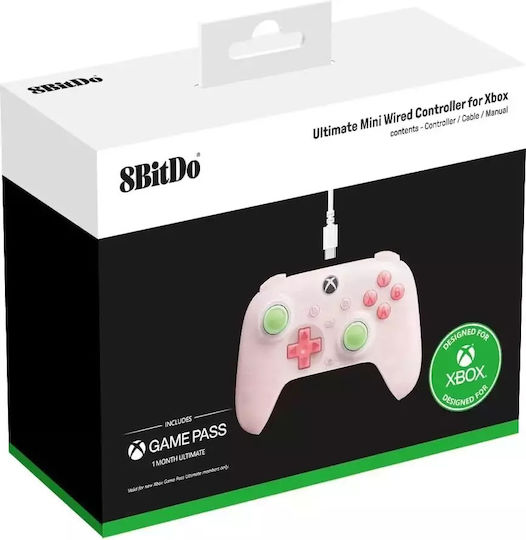 8Bitdo Ultimate Controler Cu Fir Cu Stick-uri Cu Efect Hall Pentru PC Xbox One Xbox Series Roz Translucid