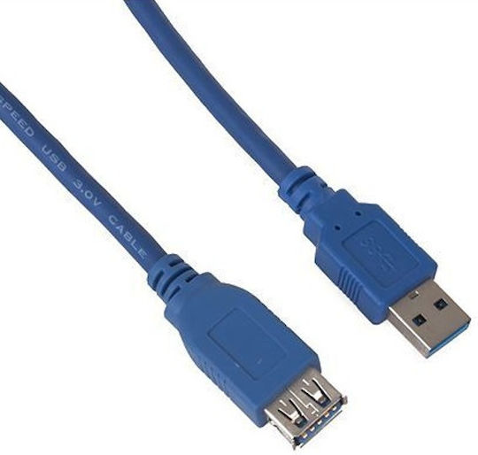 VCOM USB 3.0 Кабел USB-A мъжки - USB-A женски Син 1.5м CU302-1.5