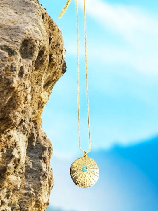 Turquoise Gold Plated Steel Necklace