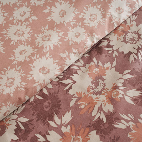 Charalambidis Textiles Χρυσάνθεμο Σετ Μαξιλαροθήκες Κανελί 52x72εκ.
