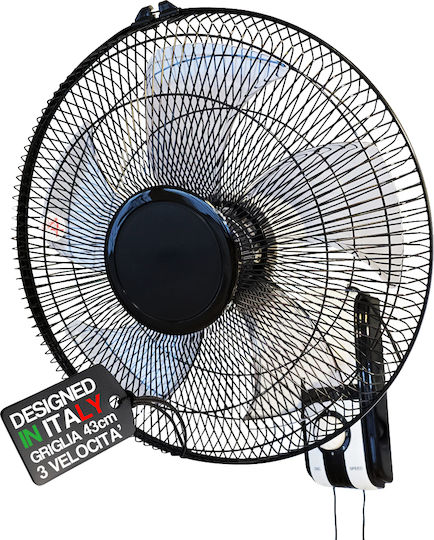 Bakaji Wall Fan 65W Diameter 43cm Black