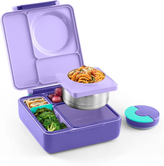 Omie Omiebox Παιδικό Δοχείο Φαγητού από Σιλικόνη 1.35lt Μωβ 21.5 x 19 x 6εκ.