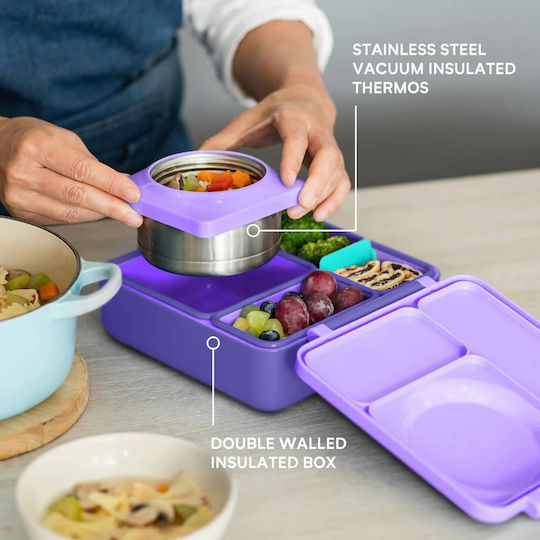 Omie Omiebox Παιδικό Δοχείο Φαγητού από Σιλικόνη 1.35lt Μωβ 21.5 x 19 x 6εκ.