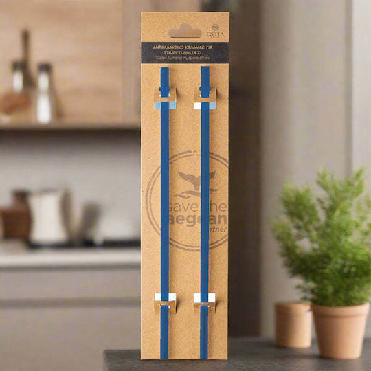 Estia Straw Tumbler XL Straw for Thermos 1200ml made of Plastic Denim Blue 2τμχ Blue