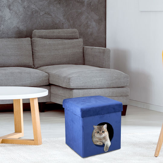 Bakaji Cat House Soft Polyester 34x36cm Sapphire Blue Foldable 02838923