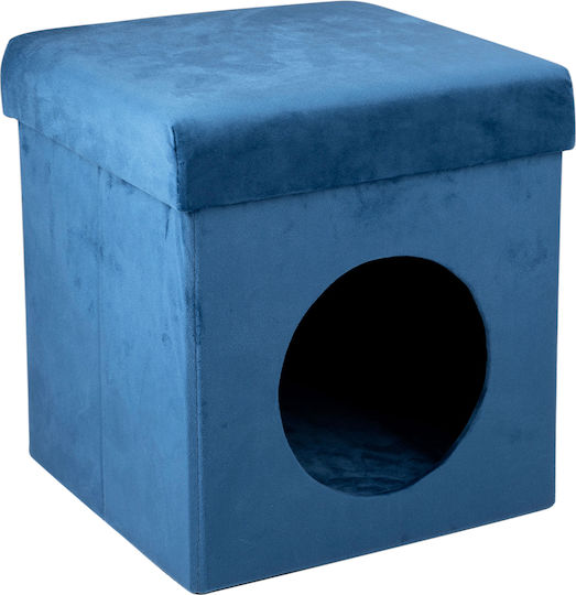 Bakaji Cat House Soft Polyester 34x36cm Sapphire Blue Foldable 02838923