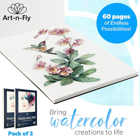 2 Drawing Pads Watercolor Paper 30 Sheets Each Set de Colorat 30x23cm