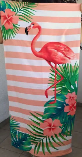 Join 0556 Beach Towel Red Flamingo Microfibre 70x140 Striped