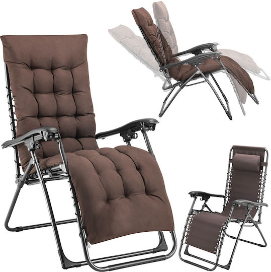 Bakaji Lounger-Armchair Beach with Recline Multiple Slots Brown