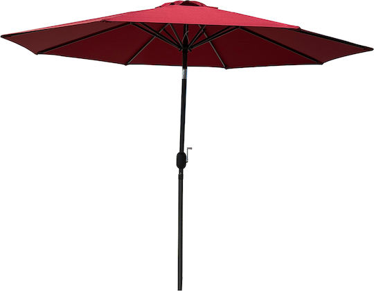 Circular Garden Umbrella Burgundy Metal Frame Diameter 2.7m