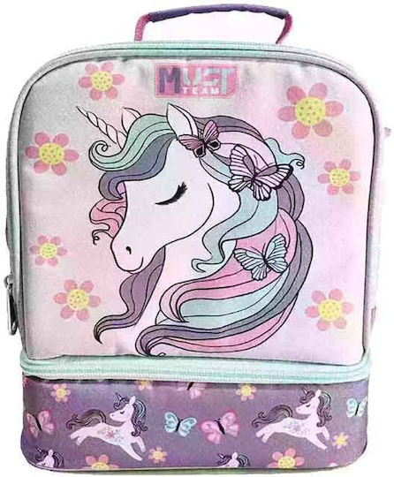 Diakakis School Insulated Shoulder Lunch Bag 7 Litre Purple Unicorns 22x16x28cm
