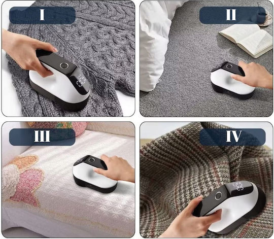 Aparat de îndepărtat scame, 3 trepte, afișaj LCD, încărcare USB, pentru toate tipurile de țesături