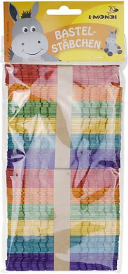 Colored Ice Cream Sticks with Notches I-mondi Set of 100 pcs 10520004
