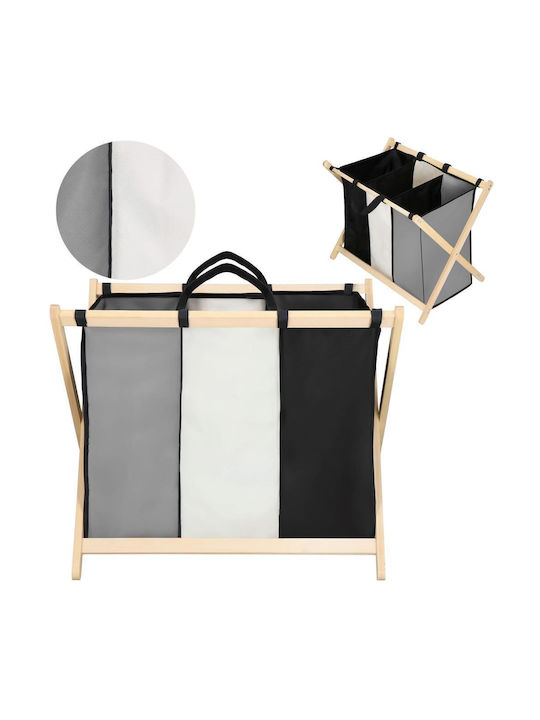 Καλάθι Απλύτων Ξύλινο Πτυσσόμενο 105lt 67x42x57cm Μαύρο
