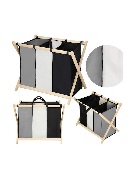 Καλάθι Απλύτων Ξύλινο Πτυσσόμενο 105lt 67x42x57cm Μαύρο
