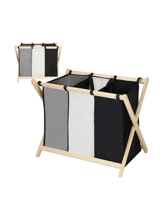 Καλάθι Απλύτων Ξύλινο Πτυσσόμενο 105lt 67x42x57cm Μαύρο
