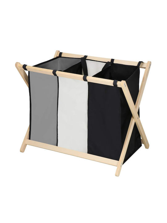 Καλάθι Απλύτων Ξύλινο Πτυσσόμενο 105lt 67x42x57cm Μαύρο