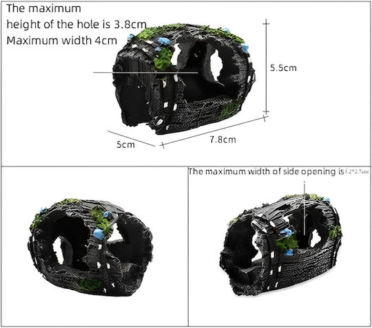 Aquarium Decoration Barrel 7.8x5x5.5cm Grey