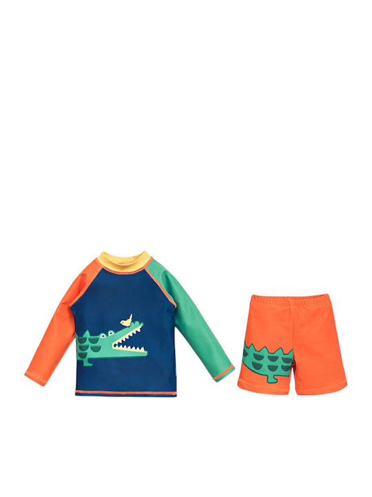 Queen Mother Orange-Blaues Krokodil Freund Kinder Badebekleidung Set
