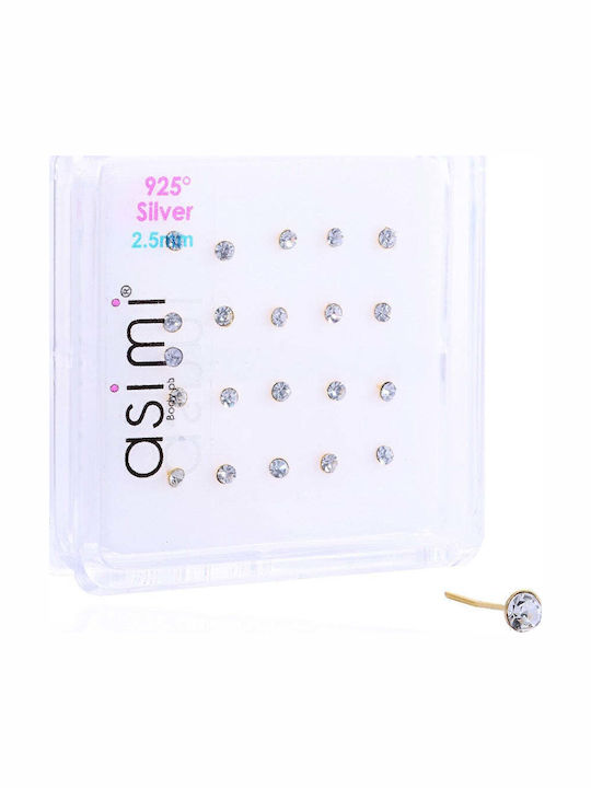 Asimi Body Piercing Обецка за Нос от Позлатено Сребро Бяло