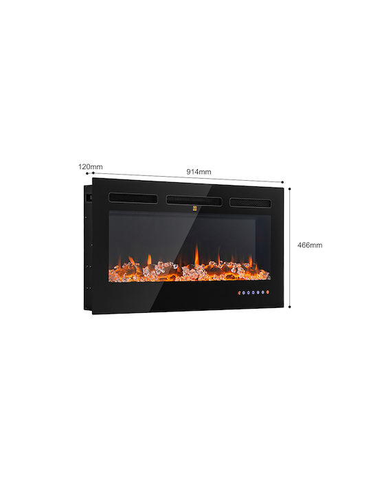 Bakaji Livigno Wall Mounted Electric Fireplace 900W 91.4x12cm