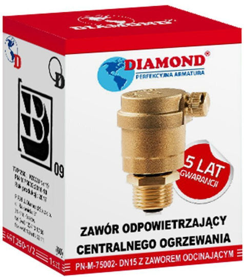 Diamond Automatic Air Vent Valve Shut-off Valve 1/2" Art.250-15