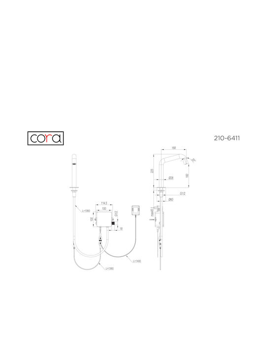 Cora Mixing Inox Sink Faucet with Photocell Sensor Cora Mixing Inox Sink Faucet with Photocell Sensor