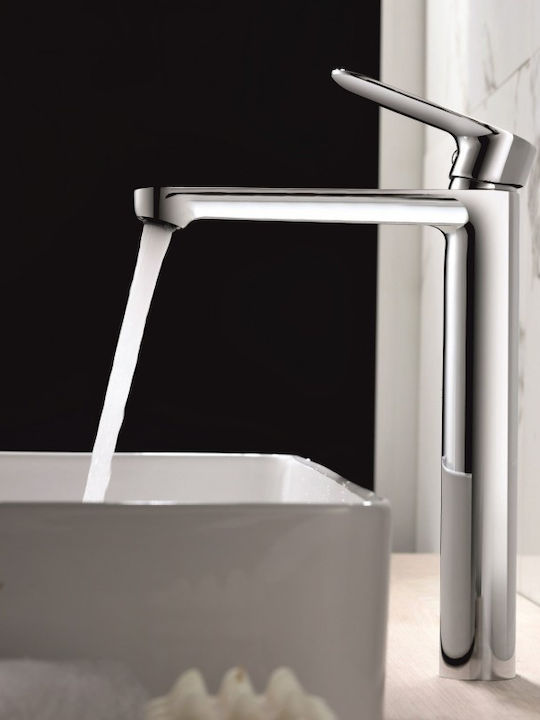 Inter Ceramic Αναμεικτική Μπαταρία Νιπτήρα Ψηλή Ασημί