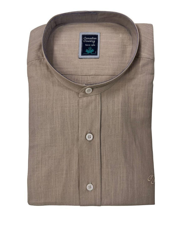Μακρυμάνικo Πουκάμισο σε Κανονική Γραμμή Μπεζ