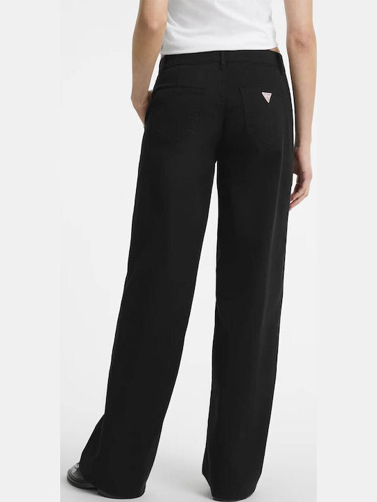 Women's High-waisted Fabric Trousers in Loose Fit Black