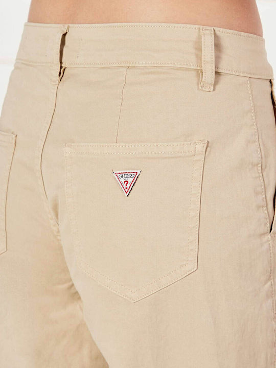 High Waist Women's Jeans Pants in Loose Fit Beige W5GB40WGB51