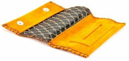 Tobacco Pouch Suede With Magnetic Clasp Orange