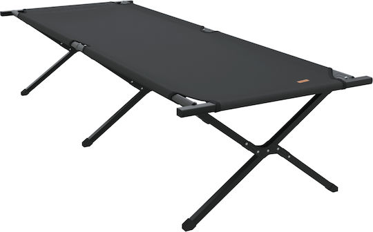 vidaXL Foldable Metallic Beach Sunbed Black 80x210x46cm