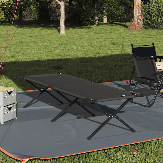 vidaXL Foldable Metallic Beach Sunbed Black 80x210x46cm