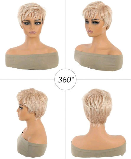 Wig with Synthetic Hair in Light Blonde Color 15cm